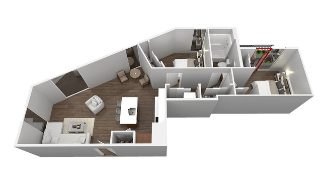 Spacious 2x2 with Private Deck 423 floor plan