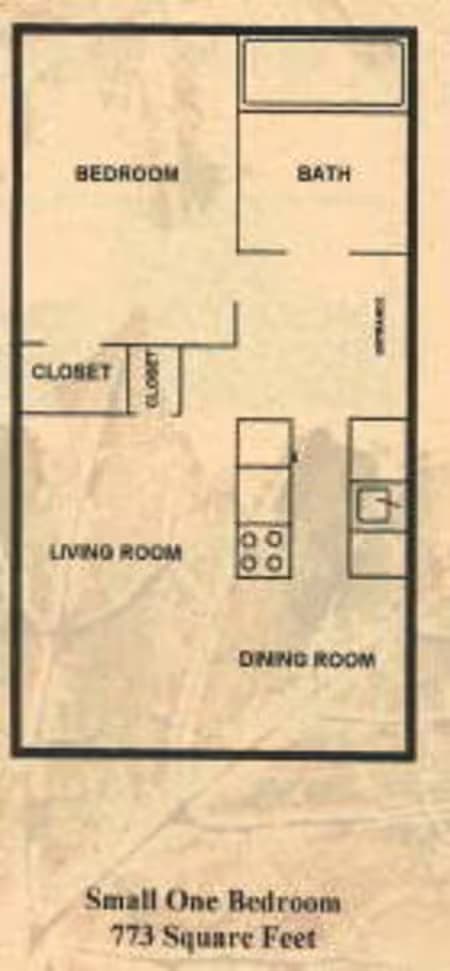1 Bed 1 Bath B floor plan