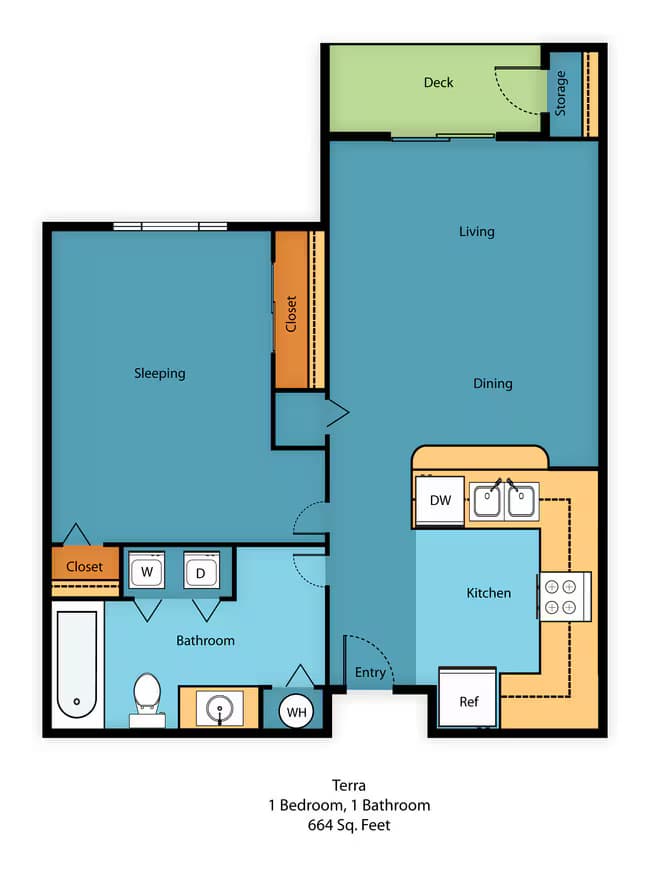 One Bedroom One Bathroom A_302 floor plan