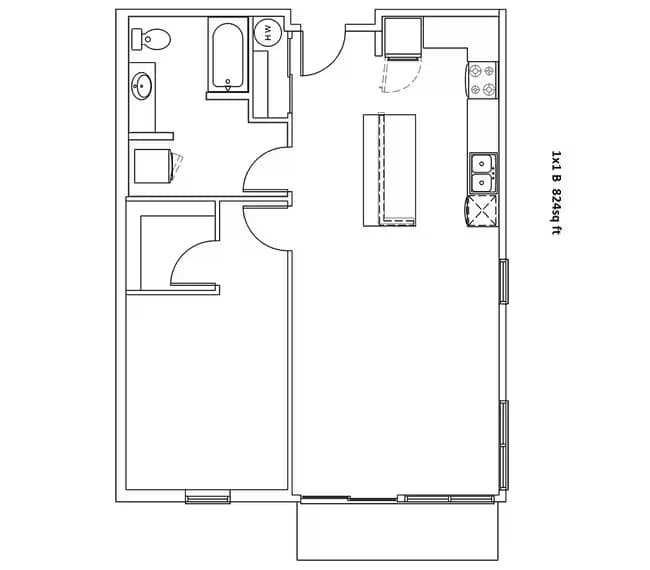 1x1 B B203 floor plan