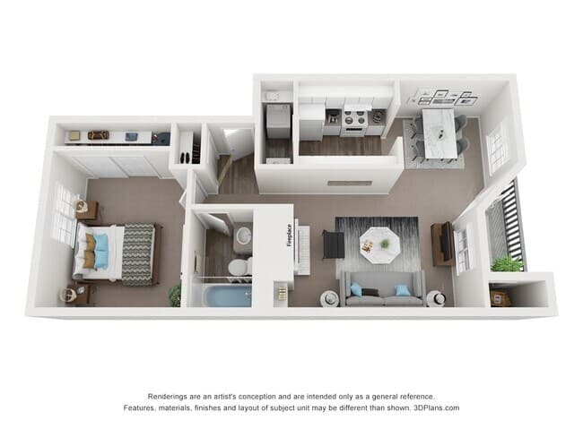 One Bed One Bath E-303 floor plan