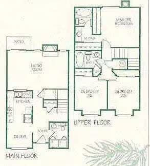Three Bedroom and Two and Half Bath G-2 floor plan