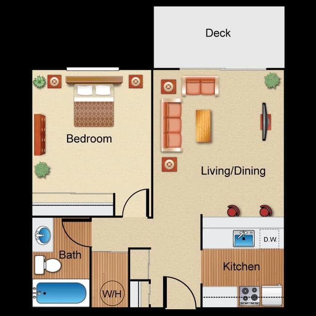 1 Bed 1 Bath A C09 floor plan