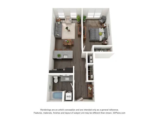 1 Bedroom F W424 floor plan