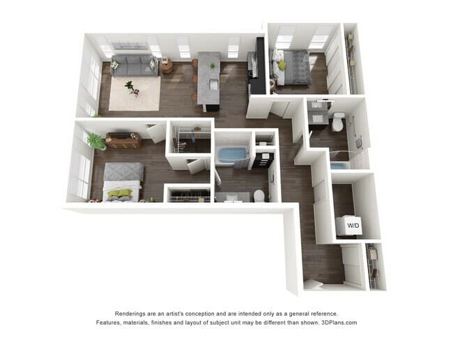 2 Bedrooms D E313 floor plan