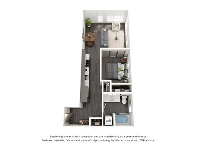 Open 1 Bedroom B E422 floor plan