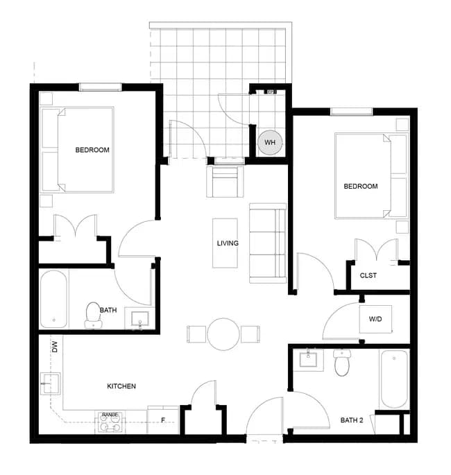 2 Bed, 2 Bath H304 floor plan