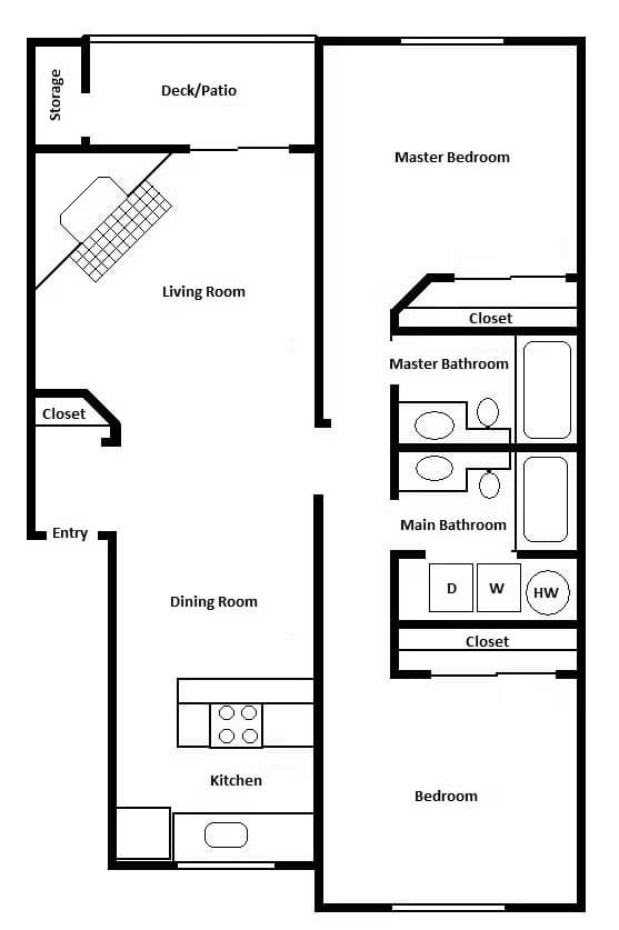 2BR/2.0BA M201 floor plan