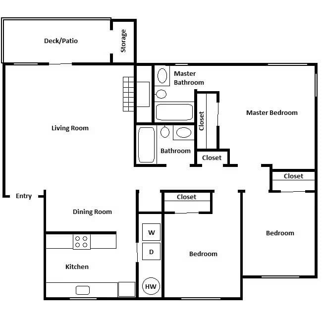 3BR/2.0BA S201 floor plan