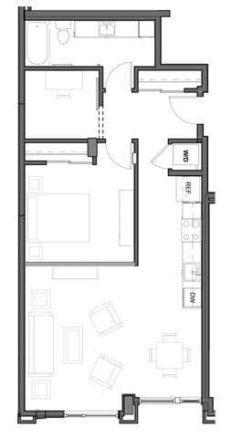 1Bd + Den - A 201 floor plan