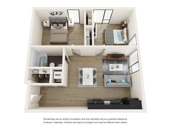 2 Bedrooms, 1 Bathroom 501 floor plan