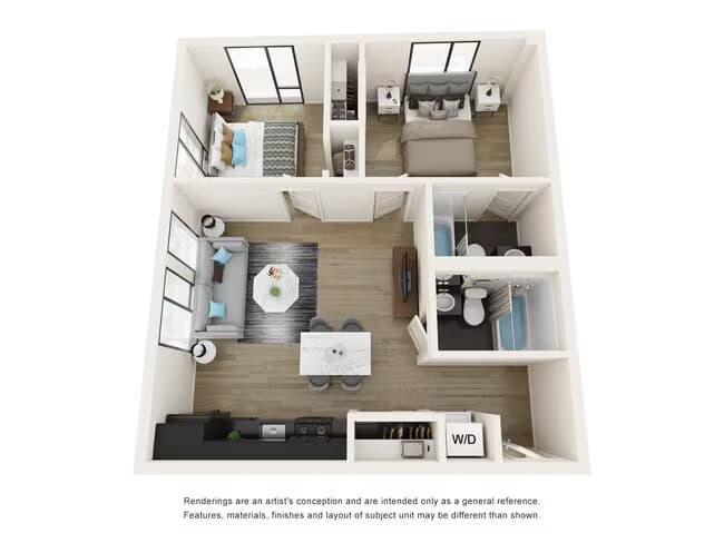 2 Bedrooms, 2 Bathrooms 504 floor plan