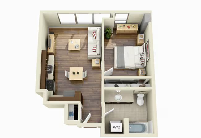 1Bed 1Bath Renovated 1010 floor plan