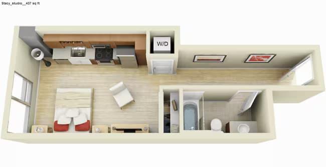 Studio Renovated 1402 floor plan