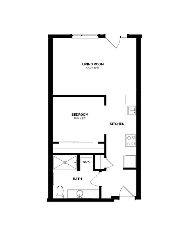 A-2 One Bedroom 360 floor plan