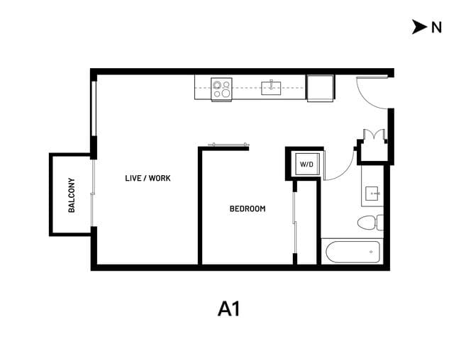Open 1 Bed A1.1 312 floor plan