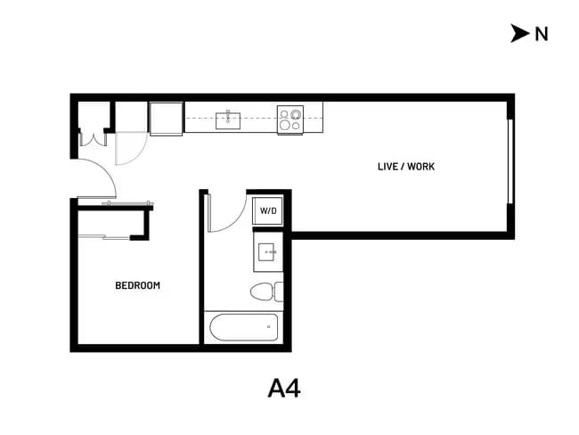 Open 1 Bed A4 704 floor plan