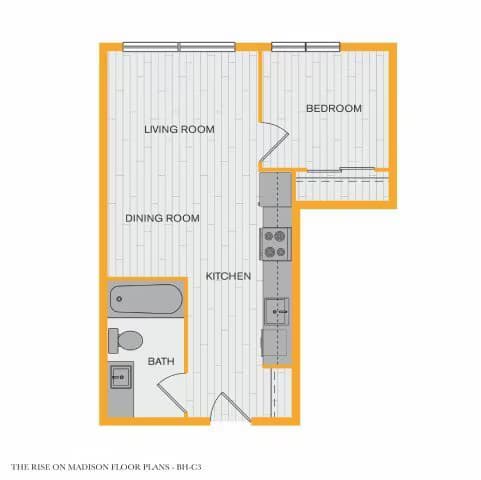 1 Bedroom 50 Percent AMI 1111 floor plan