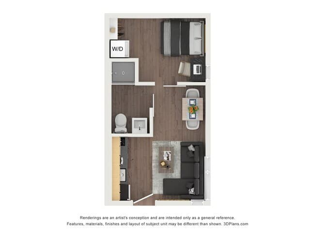 Pine One Bedroom 701 floor plan
