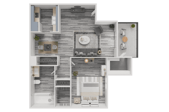 1 Bed 1 Bath K107 floor plan