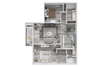 2 Bed 2 Bath H204 floor plan