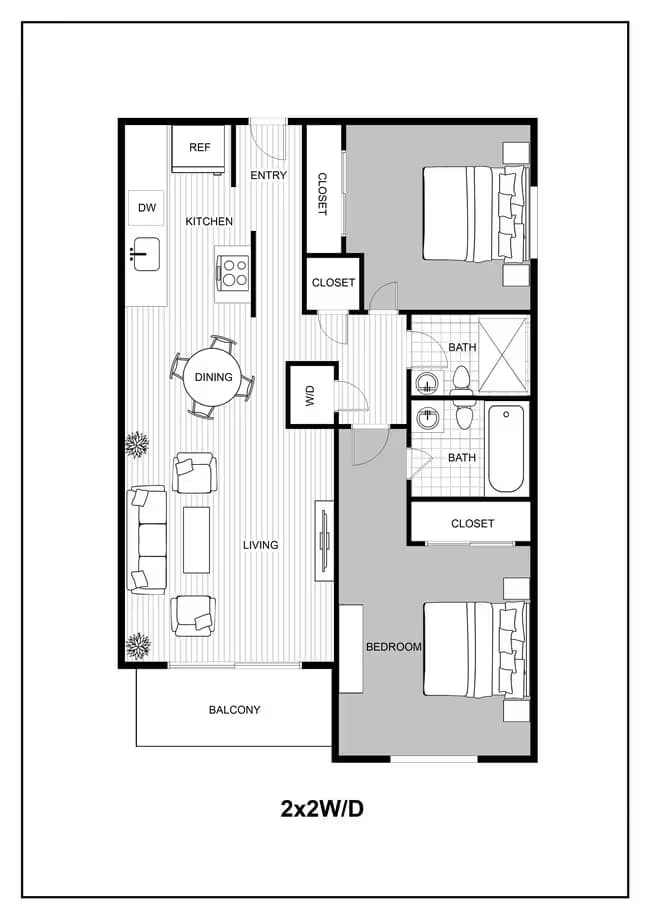 2x2 W/D 702 floor plan