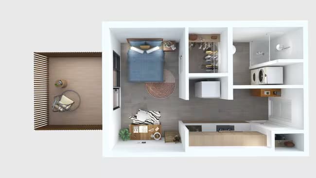 Garden Studio E 408 floor plan