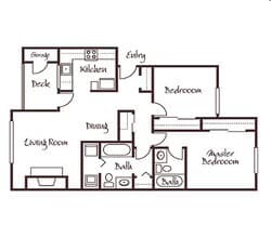 2 Bedrooms, 2 Bathrooms 29304 floor plan