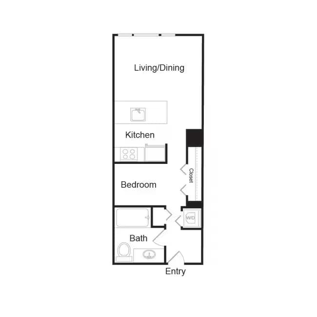 Open One Bedroom 717 floor plan
