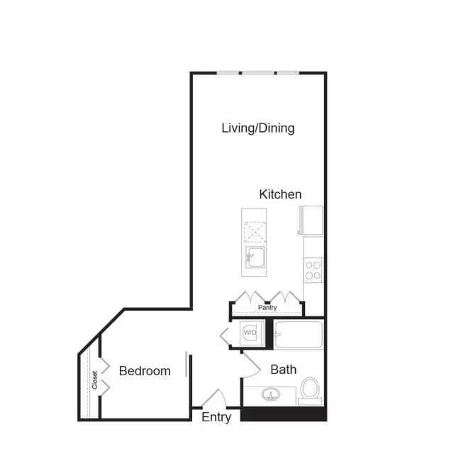 S1.4-Open One Bedroom 831 floor plan