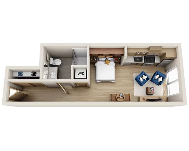 Studio E1C 222 floor plan