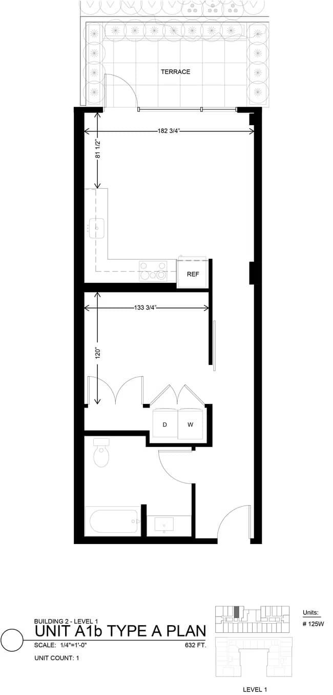 Urban 1 Bedroom W125 floor plan
