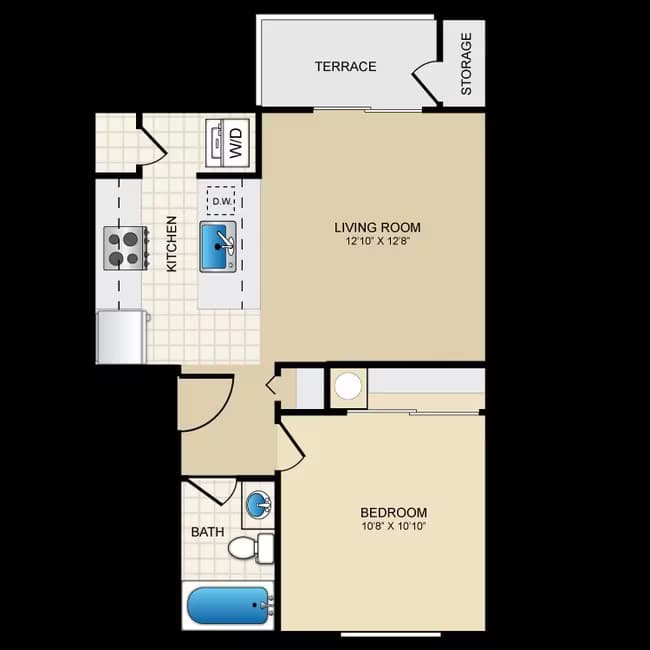 Juniper 1x1 R203 floor plan