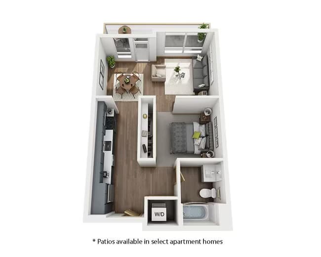 One Bedroom A1A-CL1 3-209 floor plan