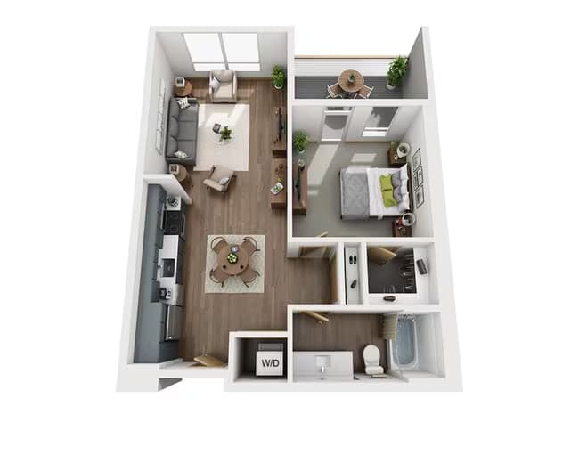 One Bedroom A1D-MMR 1-106 floor plan