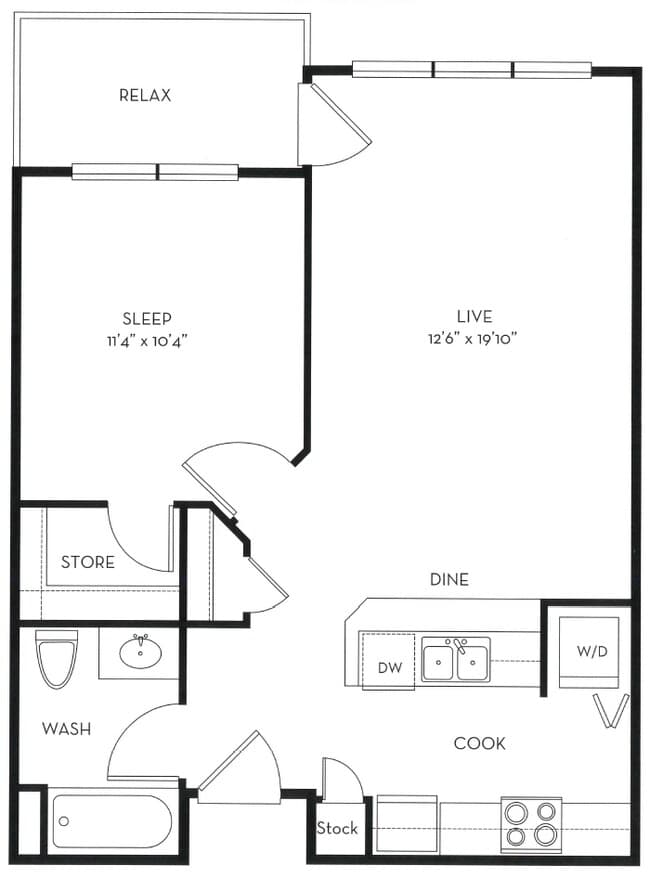 1x1 B - Standard C403 floor plan