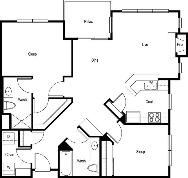 2x2 B - Standard B209 floor plan
