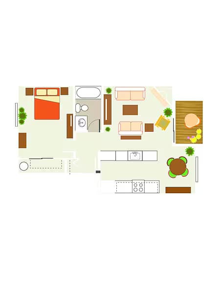1 Bed, 1 Bath H104 floor plan