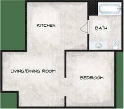 One Bedroom B 319 floor plan