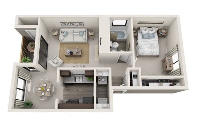 1 Bed 1 Bath B H106 floor plan