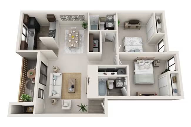 2 Bed 2 Bath X103 floor plan