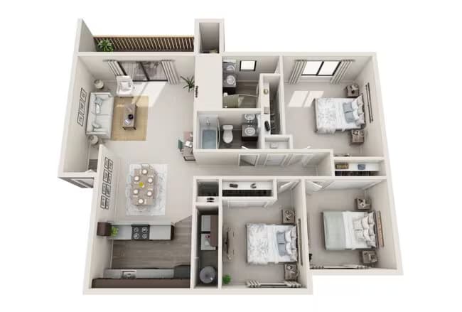 3 Bed 2 Bath V103 floor plan