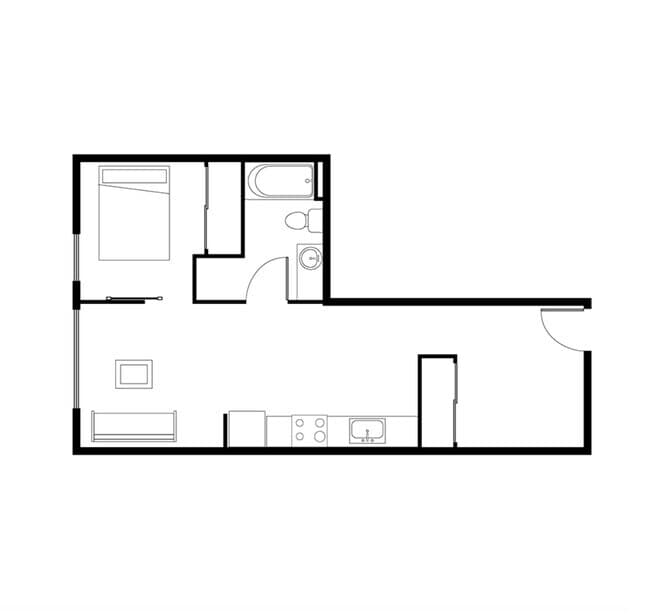 1 Bed C 514MFTE floor plan