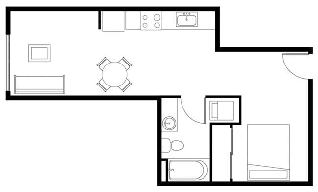1 Bed C 512 floor plan