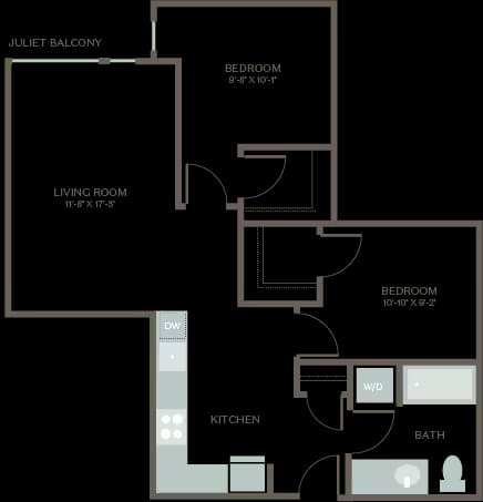 One Bed Den 2 A542 floor plan