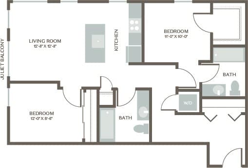 Two Bed Two Bath 2 B307 floor plan