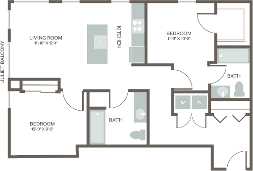 Two Bed Two Bath 3 B207 floor plan