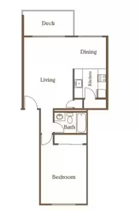 One Bedroom -One Bath Large C104 floor plan