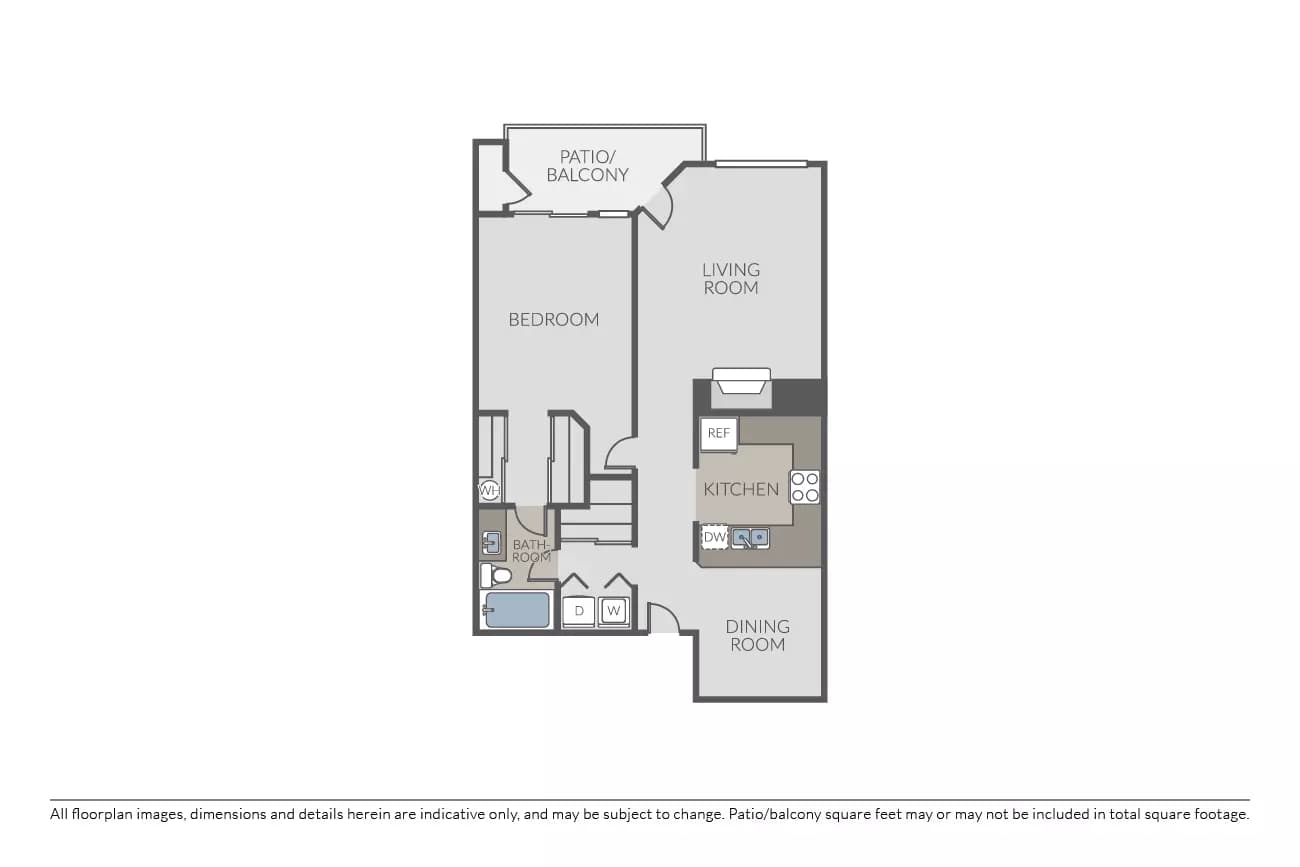 1Bed1Bath K205 floor plan