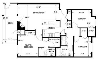 3 Bedrooms M202 floor plan